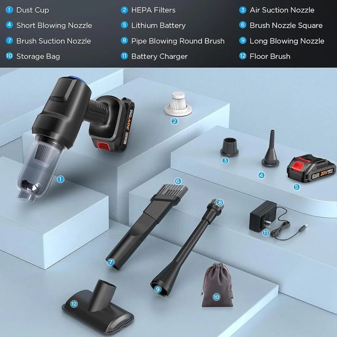 Rechargeable Handheld Car Vacuum Cleaner 20V Max Black