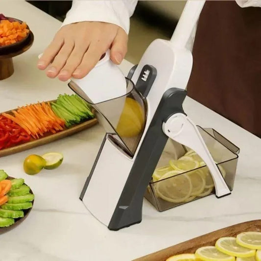 Mandoline Spring Slicer Vegetable and Fruits Cutter Meal Prep & More then 40 Thickness Adjuster 5 in 1 - Pump Brava Slicer and Dicer - Multifunctional High Quality ABS Vegetable & Fruit Slicer - Precision Slicing Made Effortless